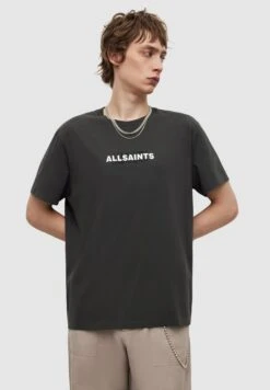 AllSaints Veil Ss Crew - T-Shirt Print - Washed Black