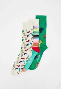 Nieuwe uitgaven 19 Happy Socks Socks 3 Pack- Sokken - White/Green/Beige