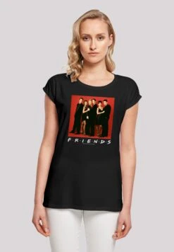 F4NT4STIC Extended Shoulder Friends Tv Serie Group Photo Formal - T-Shirt Print - Black