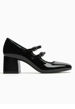 BERSHKA Mary Jane Block Heel - Klassieke Pumps - Black -Mode Kledingwinkel fd01ab299b48446ba9222e6dc5d2e8c0
