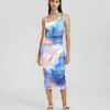 BERSHKA Asymmetric Print - Etui-Jurk - Light Blue
